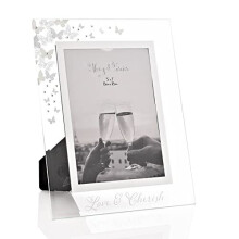 Widdop Love and Cherish Glass Photo Frame with Butterflies and Diamantes - 5x7