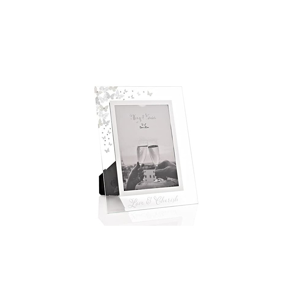 Widdop Love and Cherish Glass Photo Frame with Butterflies and Diamantes - 5x7