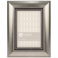 Malden International Designs Classic Mouldings Champagne Beaded Picture Frame, 4" x 6", Silver