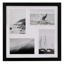 Fabian Clarke London? Black 12x12? Square Picture Frame Multi Aperture with White Mount that Holds 4x 6x4? Photos Pictures Includes Glass Front