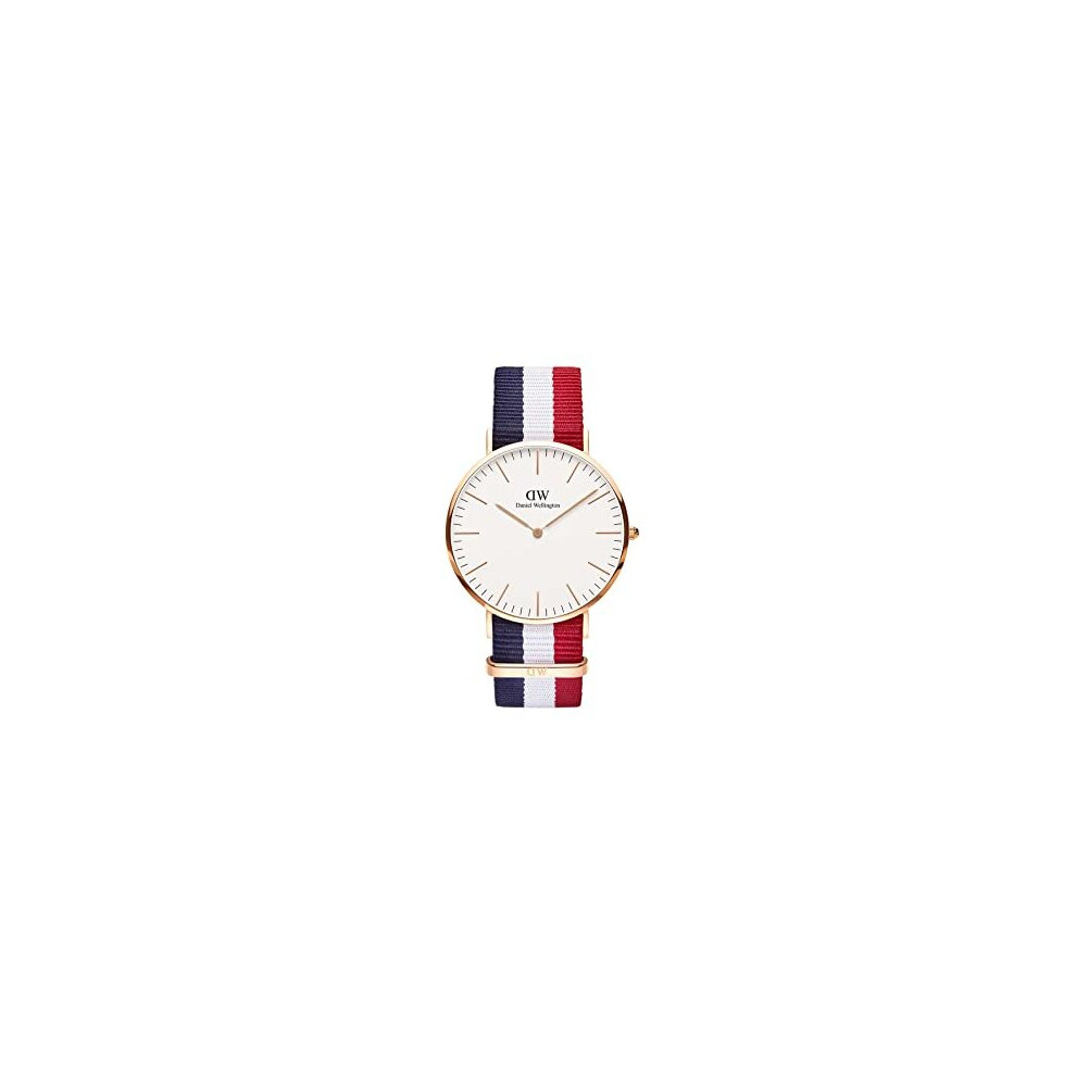 Daniel Wellington Classic Cambridge, Blue-White-Red/Rose Gold Watch, 40mm, NATO, for Men