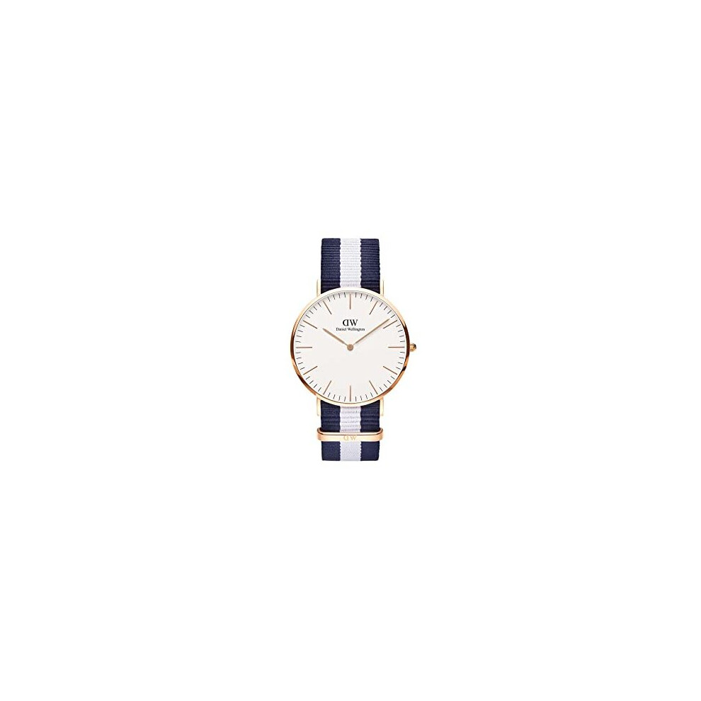 Daniel Wellington Classic Glasgow, Blue-White/Rose Gold Watch, 40mm, NATO, for Men