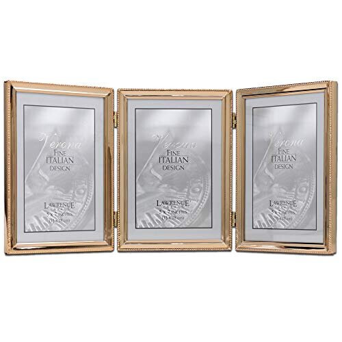 Lawrence Frames Picture Frame, Metal, Gold, 5x7 Triple