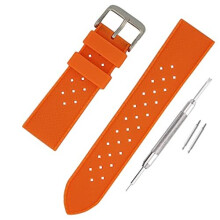 Retro Tropic Silicone Rubber Watch Strap 18mm 20mm 22mm Navy Blue Black Orange Class Divers Band (18mm, Orange)