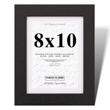 Fabian Clarke London? 10x8 Picture Photo Frame Black with 8x6 White Mount Hang Portrait or Landscape