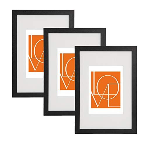 WOLTU Photo Picture Frame with Mount Pack of 3 Wooden MDF Frame Poster