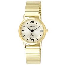 Ravel Men's Classic Round Everyday Watch with Roman Numerals - Gold Colour Stainless Steel Expander