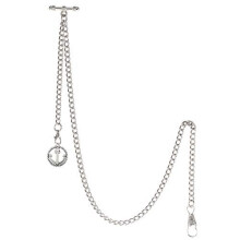 TREEWETO Men's Albert Chain Pocket Watch Curb Link Key Chain 2 Hooks with Antique Anchor Silver Pendant Design Charm Fob T Bar