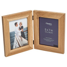 Hampton Frames NEW ENGLAND Solid Oak Wood Photo Frame (Hinged Double 5x7 (13x18cm))