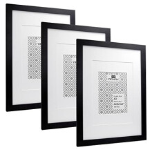 A3 Black Pictures Frames Set of 3 With Double Mounts for A4 & A5( 8x6"),Garllery A4 Picture Frames, stylish A5 Picture frames with a delicate Wooden