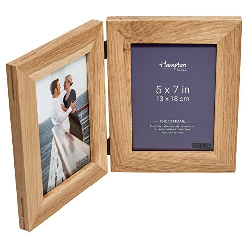 Hampton Frames NEW ENGLAND Solid Oak Wood Photo Frame (Hinged Double 5x7 (13x18cm)) 1