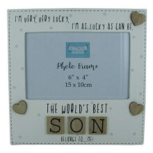 Photo Frame The Worlds Best Son Letter Tiles Tile Art Wood Cream 6x4"