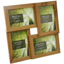 Standing & Wall Mounted 4 Picture Photo Frame 4" x 6" Wooden Effect Multi Quad Layered