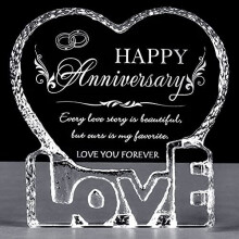 YWHL Wedding Anniversary Romantic Gift for Her, Crystal Engraved Gift for Couples, Love Gift for Wife