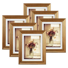 RLAVBL 7x5 Picture Frames Set of 6, Gold Photo Frames for Wall or Tabletop Display 5x7 Pictures with Mat or 6x8 Without Mat