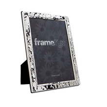 Frametigo Silver Plated Narrow Hammered Photo Frame - Fits Photo Size 6"x8" (15x20cm)