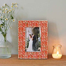 Paper High Mango Wood and Resin Photo Frame | Sustainable Wooden Picture Frame | Hand Carved Orange Frames | Fair Trade and Handmade Gifts for Men and