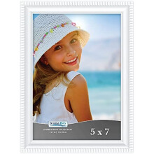Icona Bay 7x5 White Picture Frame Beautifully Detailed Moulding, Contemporary Picture Frame, Wall Mount or Table Top, Inspirations Collection