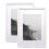 SILD A2 Poster Frame - Solid Wood Frames White Picture Frame A2 with Mount for A3 Frame Set of 2 1