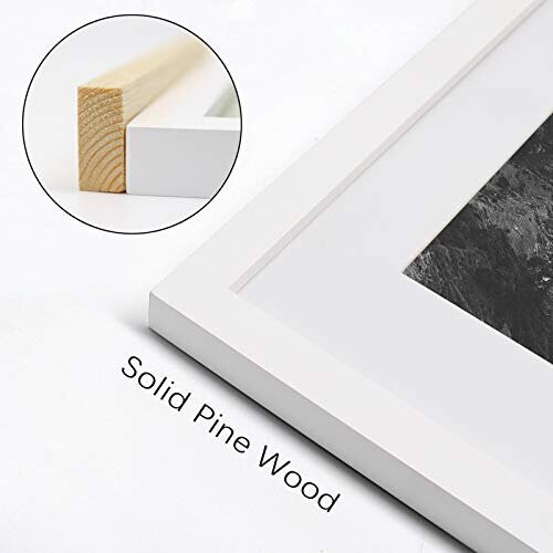 SILD A2 Poster Frame - Solid Wood Frames White Picture Frame A2 with Mount for A3 Frame Set of 2 2