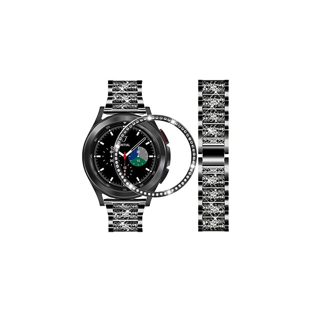 Photos - Watch Strap DEALELE Strap Compatible with Samsung Galaxy Watch 4 Classic , 20mm Shiny Rhinestone Diamond Metal Steel Bracelet with(46mm)