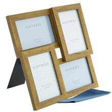 Sixtrees WD205-4C Twilight Oak Multi Aperture Photo Frame for Four 6x4 inch pictures. Complete with microfibre polishing cloth.
