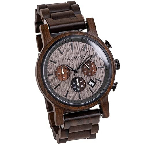 HOLZKERN Northwall Men?s Watch Quartz 45mm Rock Grey Dial Chronograph