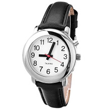 Talking Watch for Elderly & Visually Impaired - Clear, Loud English Male Voice, One-Button Time, Date & Alarm, Ultra-Thin Leather Strap