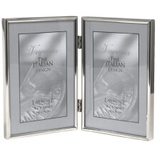 Lawrence Frames Hinged Double Simply Metal Picture Frame, 4 by 6-Inch, Silver