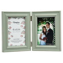 Hampton Frames PALOMA Hinged Double - 4x6 (10x15cm) Sage Green Picture Photo Frame Glass PAL301904S