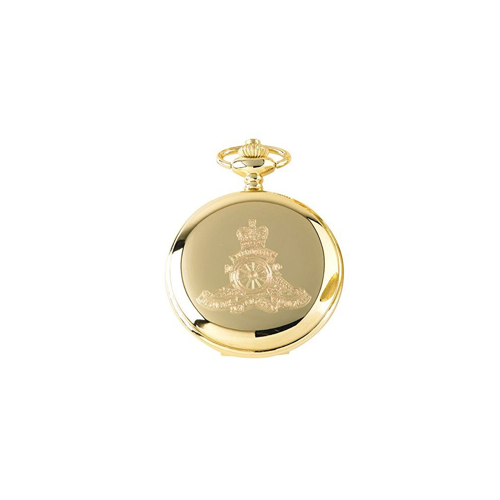 Royal Artillery 24kt Gold Plated Pocket Watch And Chain And Keyring Army Military Gift Set