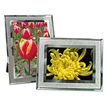 LOKCASA 6x8 Glass Photo Picture Frames,Sparkly Silver Border Frames, 2 Pack for Wedding Family etc. Photos