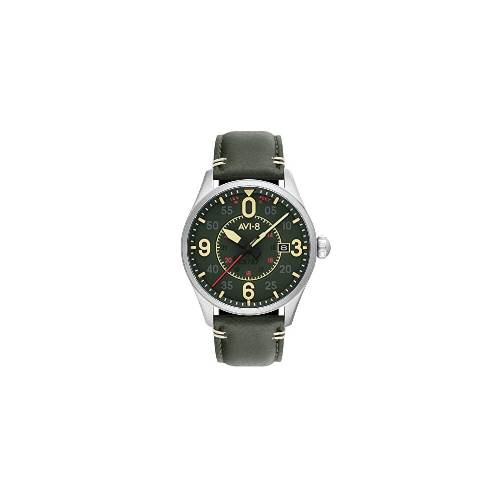 AVI-8 Mens 42mm Spitfire Smith Automatic Reading Watch with Leather Strap AV-4090-03