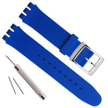 Silver Plated Stainless Steel Buckle Waterproof Silicone Rubber Watch Strap Watch Band (19mm, Blue)