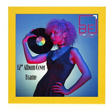 Picture Framing Direct Vinyl Frame Wall Album Art Display Frame for LP 12" Record Cover Sleeve Black (Yellow)