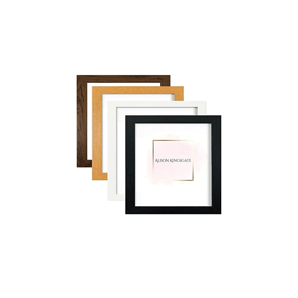 Modern 50x50 Frame Black - Picture Frames With Safe Perspex Front & Wall Hanging Hooks - Use As Square Photo Frame - Poster Frames - Square Frame