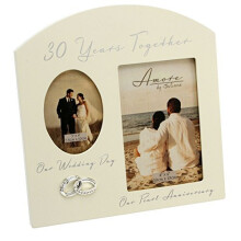 Amore Pearl 30th Anniversary Wedding Gift Cream Photo Frame - 6 x 4 Inches by Amore
