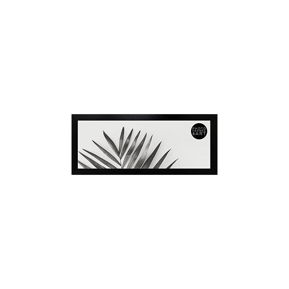 12x5" / 30x13cm - GLASS WINDOW - Modern Black Premium Oxford Panoramic Thin Photo Frame Portrait & Landscape