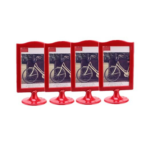 4 Pack Standing Photo Frames,Picture Frame Set,Vertical Mount Sign Holders 4x6", Double Sided Tabletop Display,Each Frame Holds 2