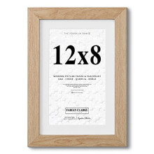 Fabian Clarke London? 12x8 Modern Oak Wooden Picture Photo Frame with White 10x6 Mount to Hang Portrait or Landscape