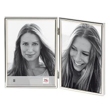 Walther Design Double Portrait Frame, Glass Silver Plated, 2X 9x13 cm (Vertical)