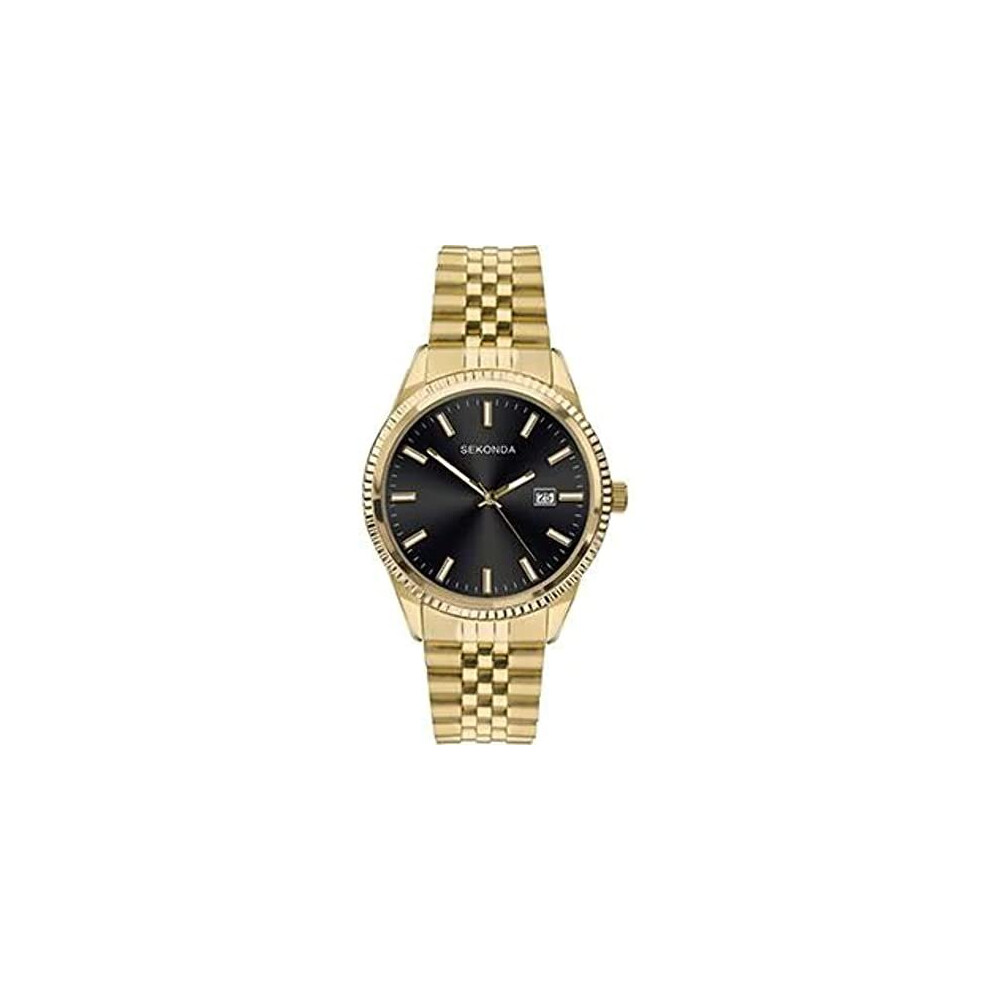 Sekonda Mens Gold Plated Case, Black Sunray Dial And Gold Plated Stainless Steel Bracelet 1642 - Image 7