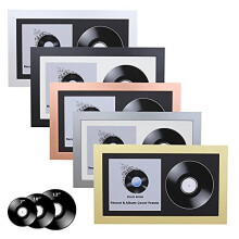 Double Vinyl LP Record and Album Cover Wide Wooden Frame With BLACK Mount (Gunmetal, 10")