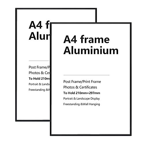 2 Pack Photo Frame Aluminium Picture Frame A4 Black Poster Frames ...