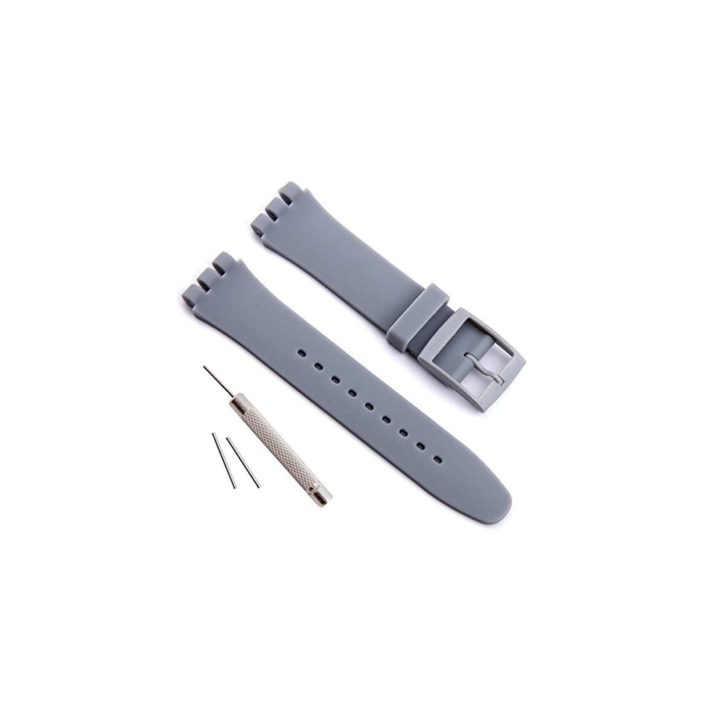 Replacement Waterproof Silicone Rubber Watch Strap Watch Band for Swatch (17mm 19mm 20mm) (19mm, Grey)-image-OPC-PBBF2GF-NEW