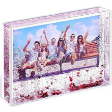 zgrmzql Glitter Photo Frames Friend Picture Frame Liquid Frames, Mount for 4x6 inch (10x15 cm) Picture (6x4in, Red Star)