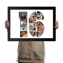 Sixteenth Birthday Personalised Photo Collage Framed Black A3