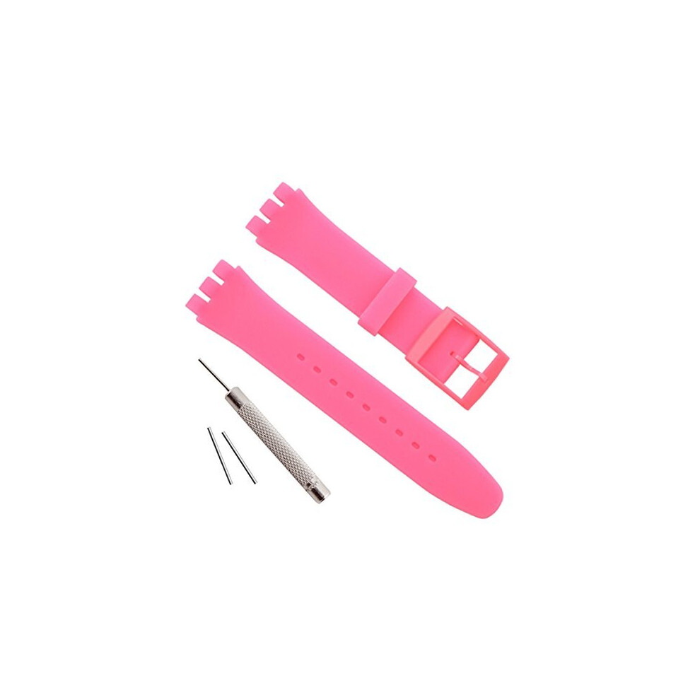 Replacement Waterproof Silicone Rubber Watch Strap Watch Band For Swatch (17Mm 19Mm 20Mm) (17Mm, Rose) 611702775792