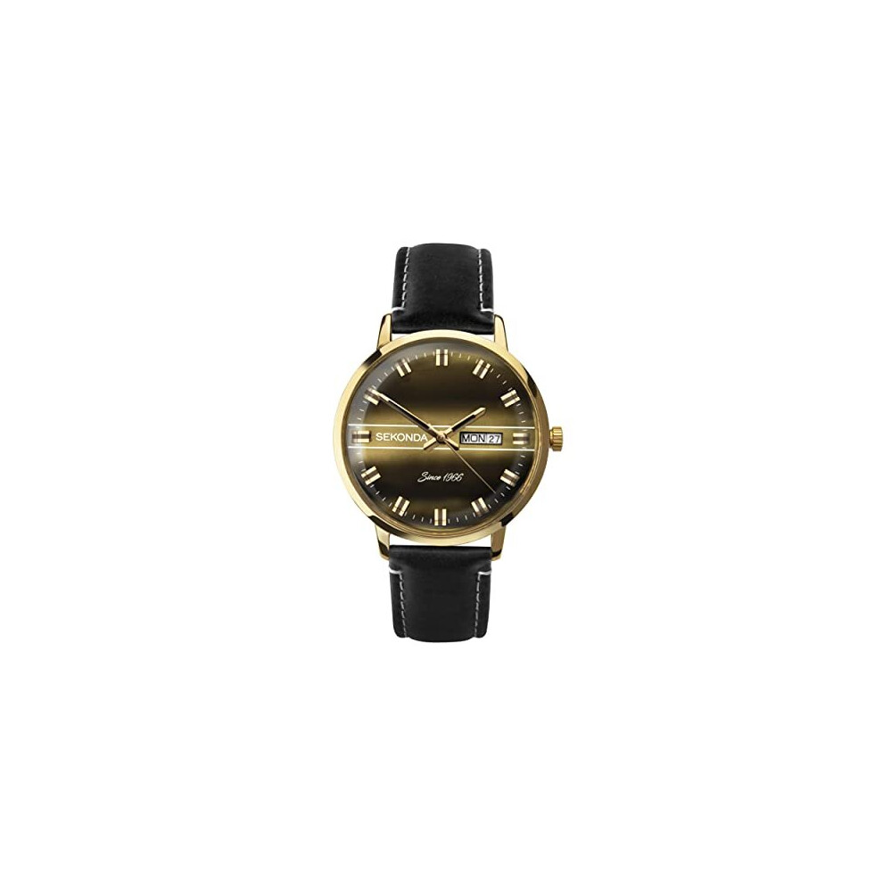 Sekonda Men's Watch, Tiger Eye dial with Black Leather Strap 1950