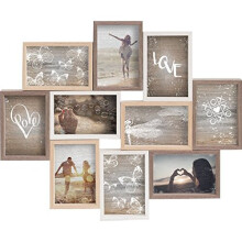 Gallery Solutions Large Natural Wood Effect Wall Collage Frame, Multi aperture 10 photos 4x6", outer size: 56x45x2.5 cm